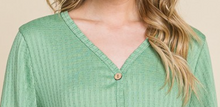 Load image into Gallery viewer, Kenna Rib Knit Button Down GREEN
