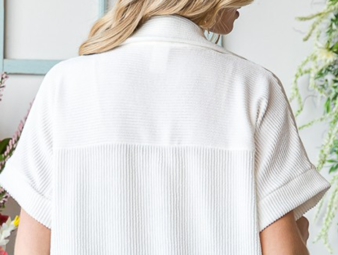 Ribbed Button Down OFF WHITE