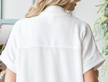 Load image into Gallery viewer, 2 Tone Ribbed Button Down OFF WHITE
