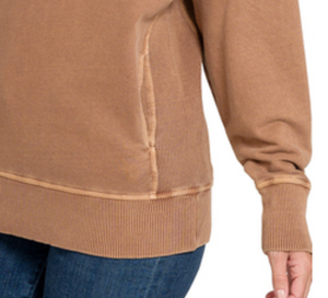 French Terry Pullover With Pockets DEEP CAMEL