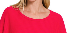 Load image into Gallery viewer, PS Ribbed Batwing Boat Neck RED
