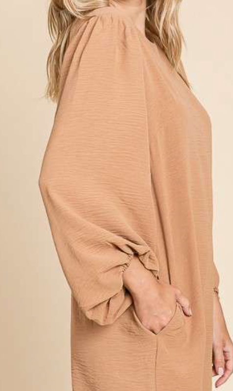 Round Neck Poet Sleeve Dress GINGER