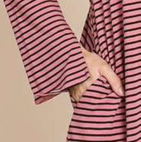 High/Low Hem Stripe Dress MAUVE