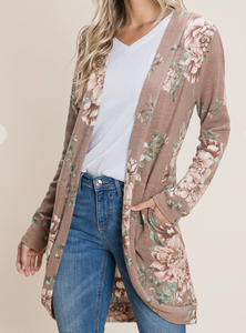 Tami Floral Knit Cardi TAUPE