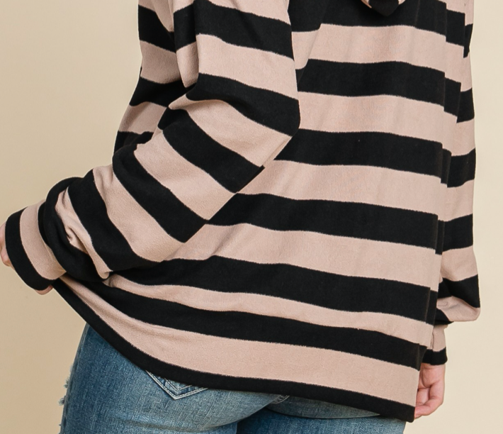 Sierra Striped Knit Top TAUPE