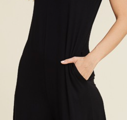 Sleeveless Jumpsuit W Pockets BLACK