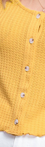 Cait Cropped Waffle Top MUSTARD