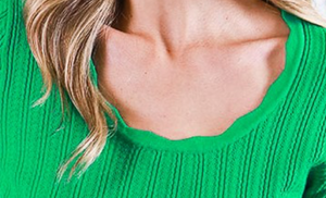 Pointelle Sweater Top GREEN