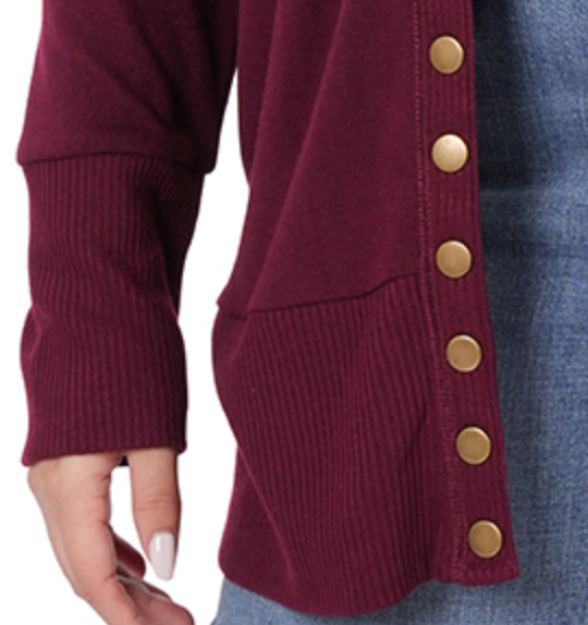 Snap Button Sweater Cardigan BURGUNDY