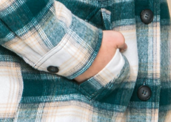 Plaid Shacket With Sherpa Lining TEAL