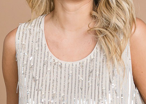 Lined Sequins Tank NUDE