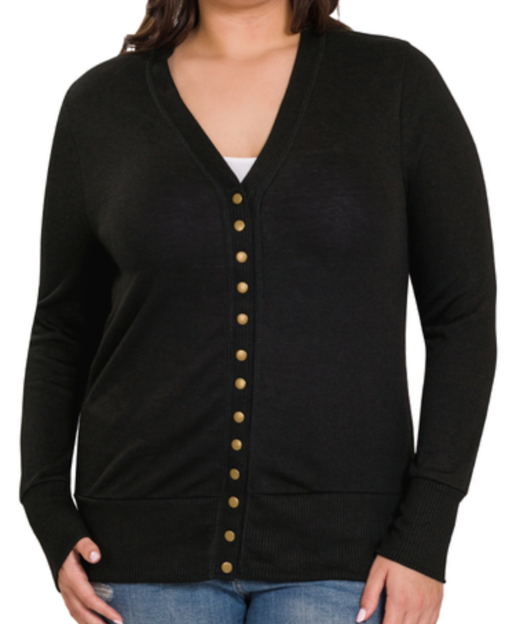 PS Classic Button Detail Cardi BLACK