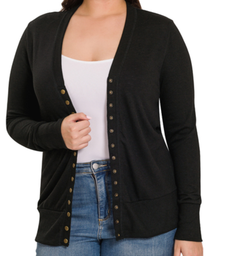 PS Classic Button Detail Cardi BLACK