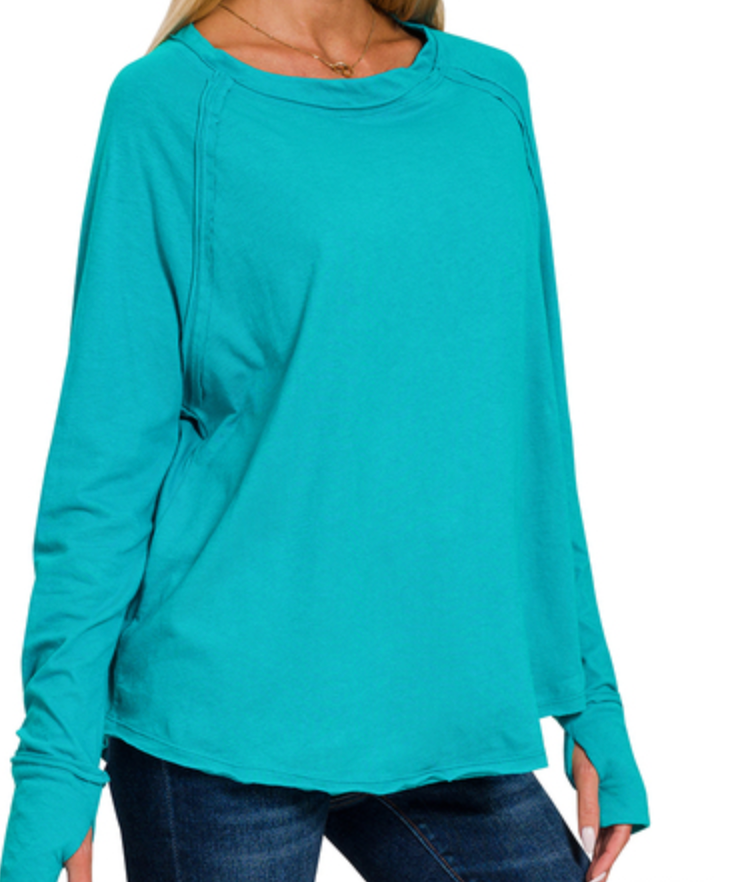 Raglan Sleeve Thumbhole TEAL