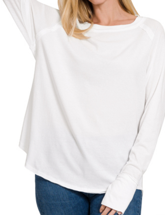 Raglan Sleeve Thumbhole WHITE