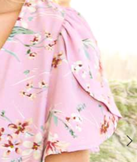 Tulip Sleeve Printed Blouse PINK