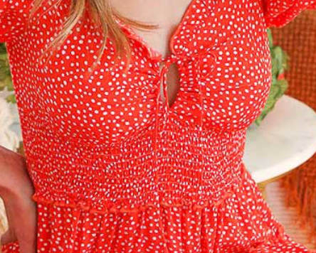 Callie Swiss Dot Dress ORANGE