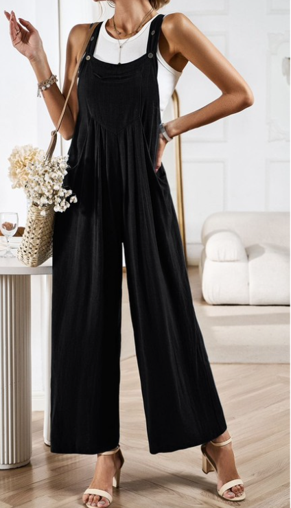 Palazzo Cropped Jumpsuit BLACK