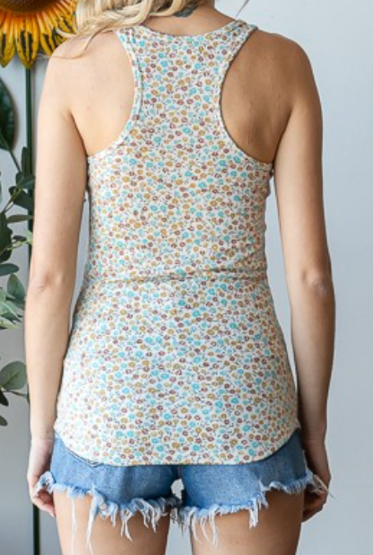 Maggie Floral Tank AQUA