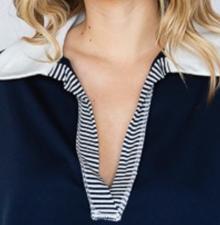 PS Deanna Stripe Collar Polo NAVY