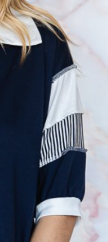 PS Deanna Stripe Collar Polo NAVY