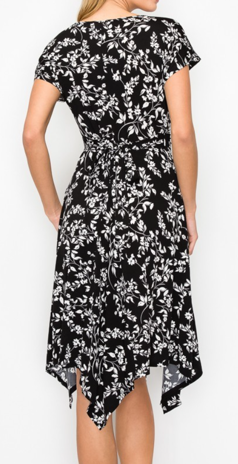 Floral Hanky Hem Dress BLACK