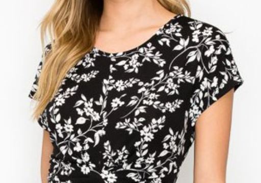 Floral Hanky Hem Dress BLACK