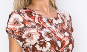 Floral Hanky Hem Dress BROWN