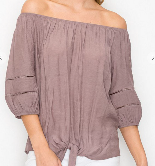 Boho Front Tie Peasant MAUVE