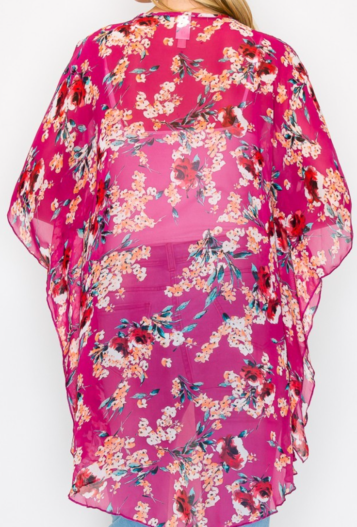 Chiffon Printed Kimono MAGENTA