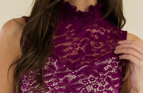 Crochet Paisley Lace Tank WINEBERRY