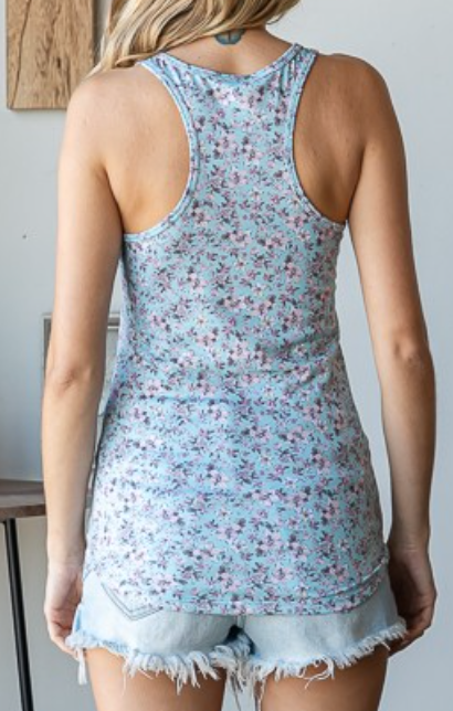 Cecilia Floral Tank BLUE