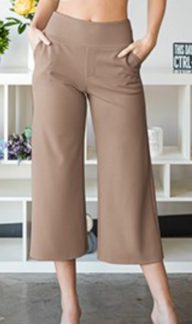 Wide Waistband Cropped MOCHA