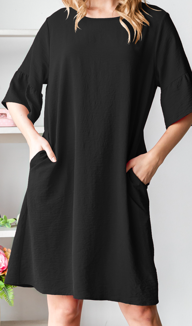 PS Keyhole Pocketed Dress BLACK