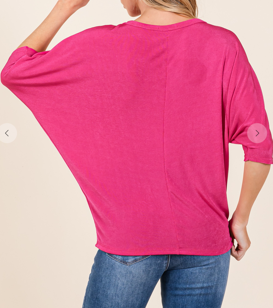 Boat Neck Dolman FUCHSIA