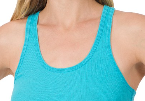 Stretchy Ribbed Racerback Tank AQUA