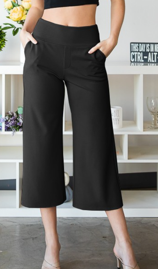 Wide Waistband Cropped BLACK