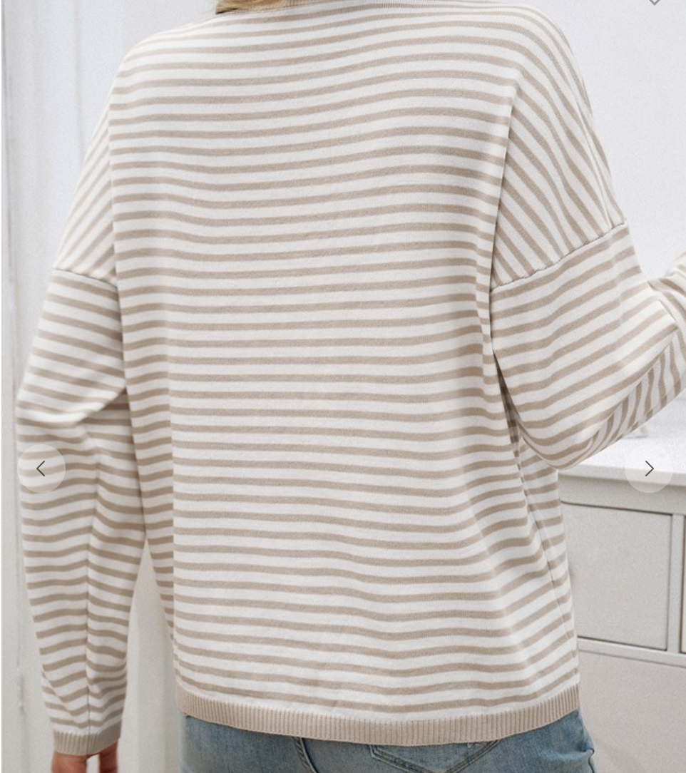 Round Neck Striped Sweater IVORY