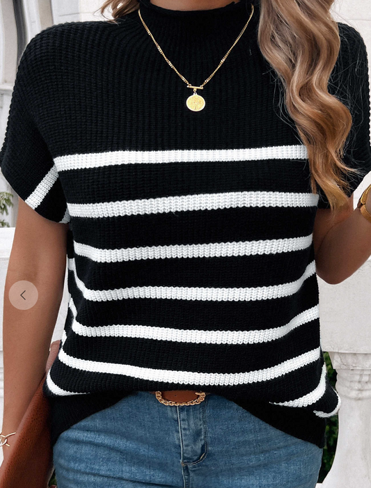 Corrine Striped Sweater BLACK