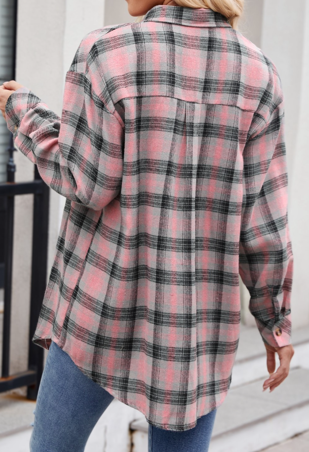 Reese Button Up Plaid PINK