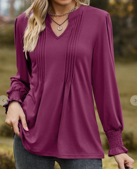 Pleated Flounce Sleeve MAGENTA