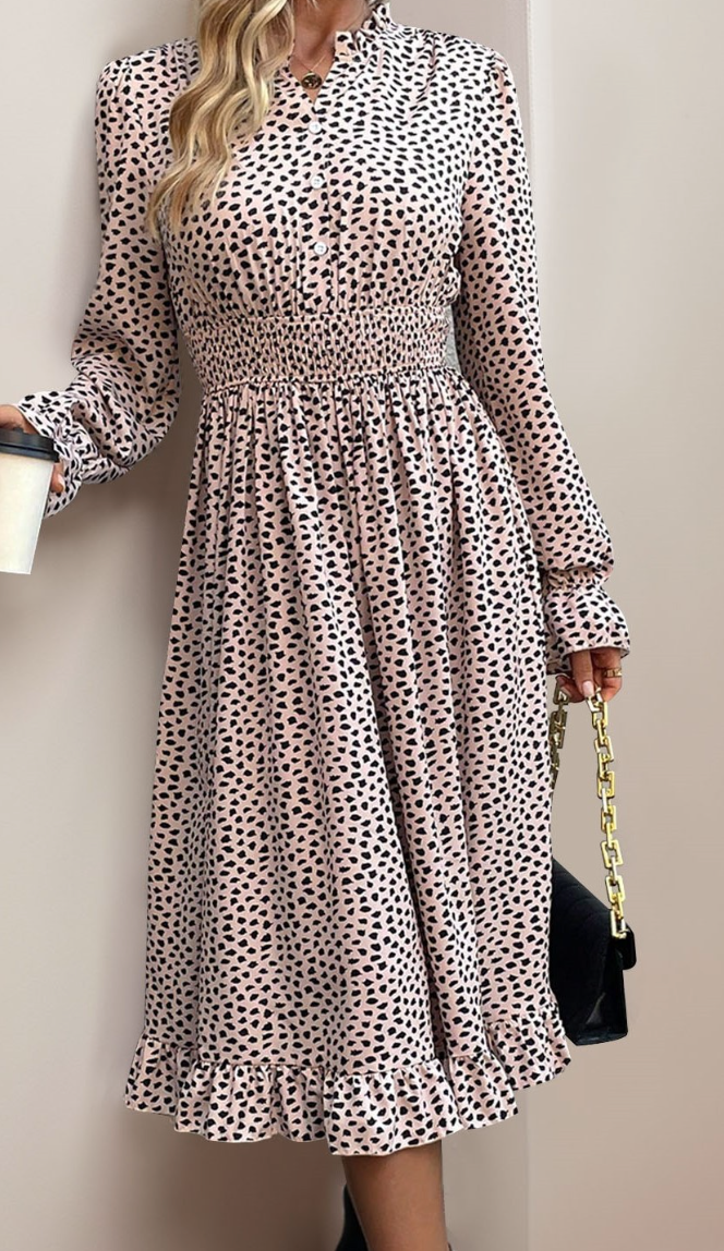 Cheetah Midi Dress KHAKI