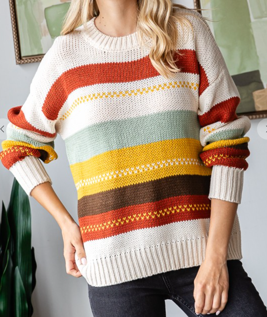 Falling for Stripes Sweater CREAM