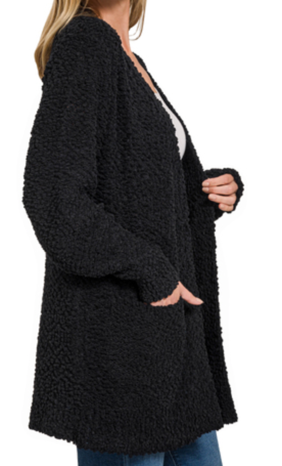 Popcorn Sweater Cardi BLACK