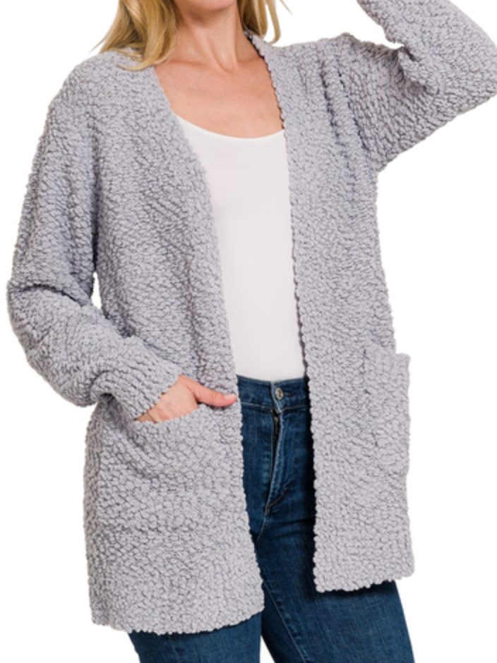 Popcorn Sweater Cardi GREY