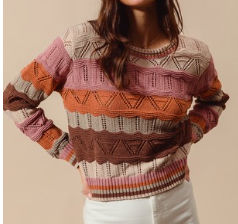 Wavy Stripe Crop Sweater MULTI