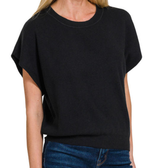 Mock Neck Dolman Sweater BLACK