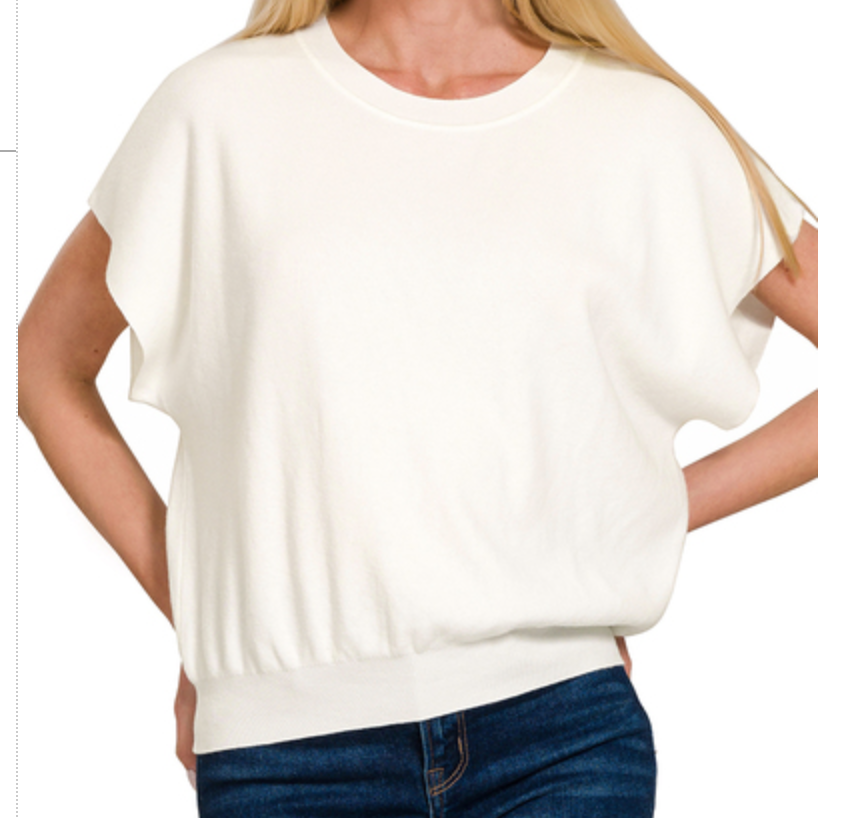 Mock Neck Dolman Sweater IVORY