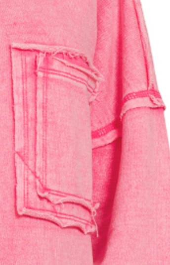 F/Terry Acid Wash Pocket Sweatshirt FUCHSIA