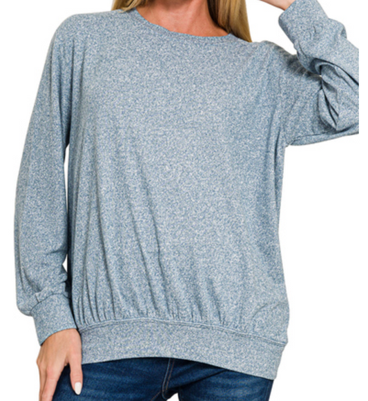 Melange Pullover Sweater DUSTY BLUE